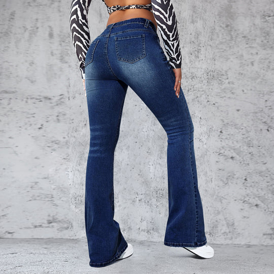 Damen Flared Jeans im eleganten Schnitt mit hohem Bund EB