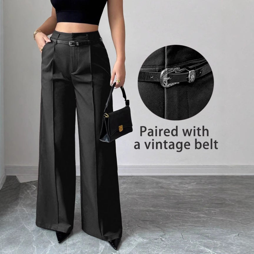 Damen elegante weite Hose mit Bindegürtel EB