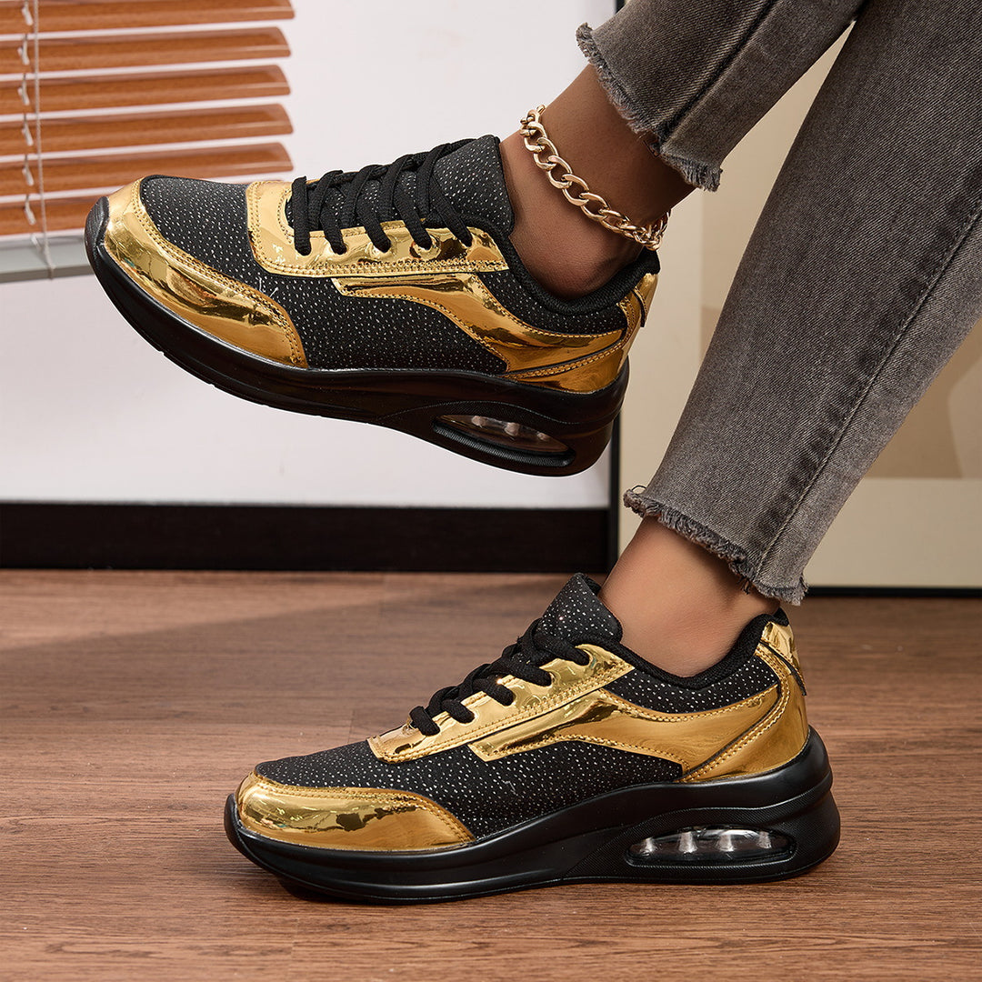 Damen Sportliche Sneaker mit Glitzeroberfläche und atmungsaktiver Innensohle EB