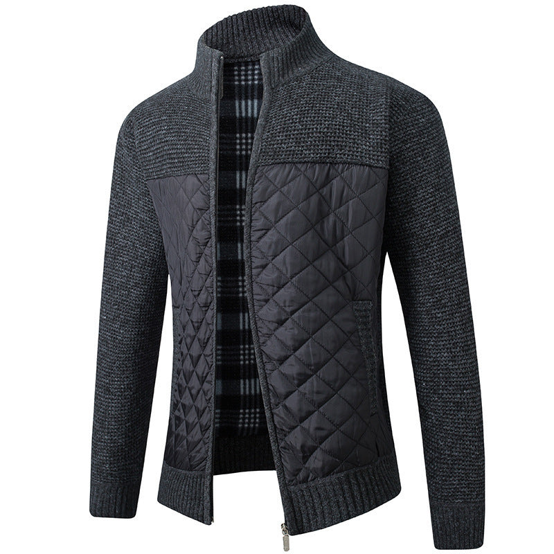 Herren Steppjacke mit Strickdetails und hohem Kragen EB
