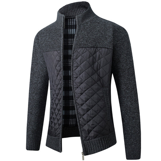 Herren Steppjacke mit Strickdetails und hohem Kragen EB