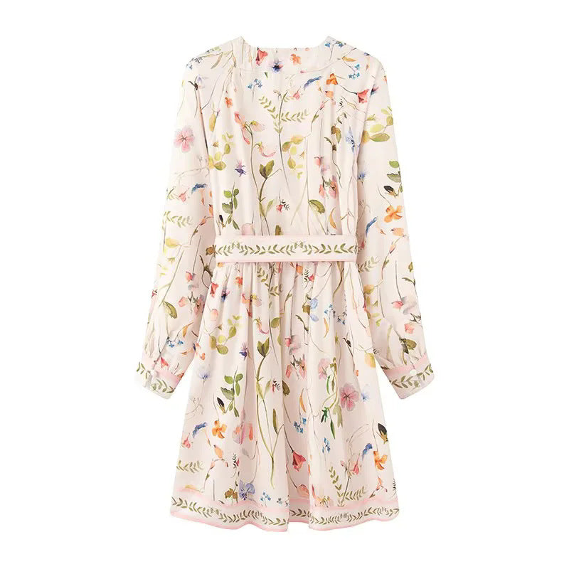 Damen Kimono-Robe mit floralem Muster und Taillengürtel EB
