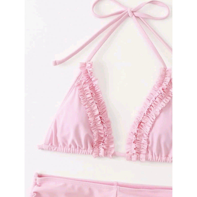 Damen Badeanzug-Set mit Rüschen und verstellbaren Bindebändern EB