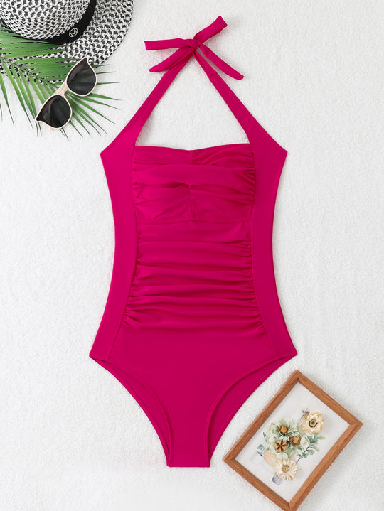 Damen Einteiler Badeanzug mit elegantem Rüschendesign EB