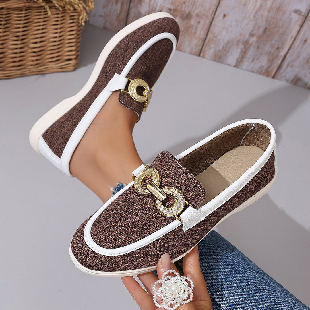 Damen modische Slipper mit elegantem Goldverzierungsdetail EB