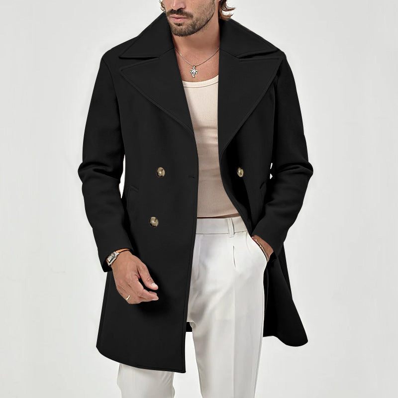 Herren eleganter Wollmantel mit doppelter Knopfleiste und modernem Schnitt EB