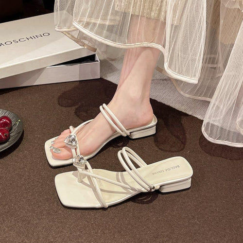 Damen elegante Sandaletten mit chicem Querriemen und Glitzer-Akzent EB