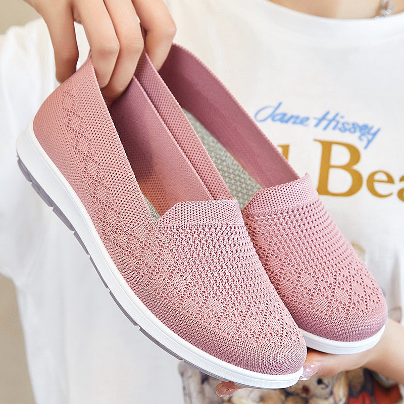 Damen Bequeme Slip-On Sneakers mit atmungsaktivem Strickdesign EB