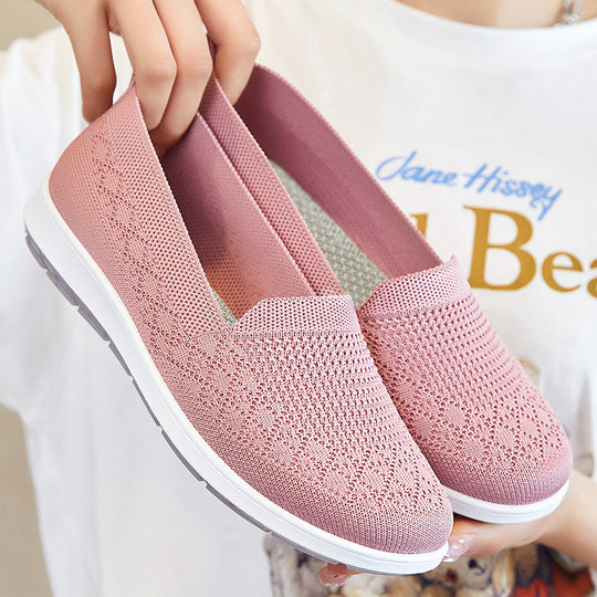 Damen Bequeme Slip-On Sneakers mit atmungsaktivem Strickdesign EB