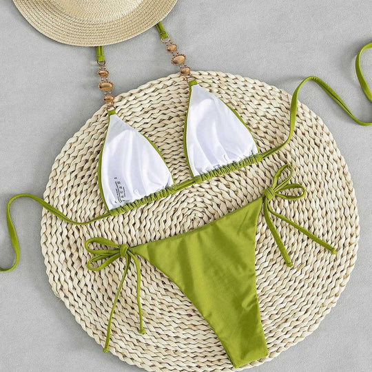 Damen Triangel-Bikini mit einzigartigen Schmuckdetails EB