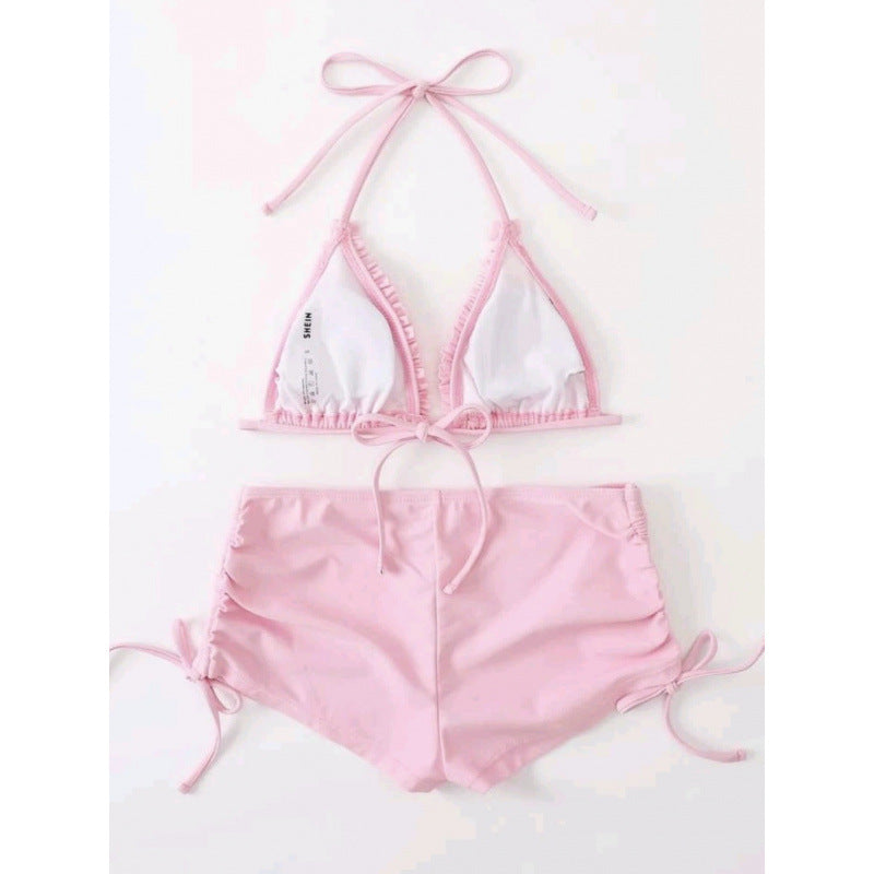 Damen Badeanzug-Set mit Rüschen und verstellbaren Bindebändern EB