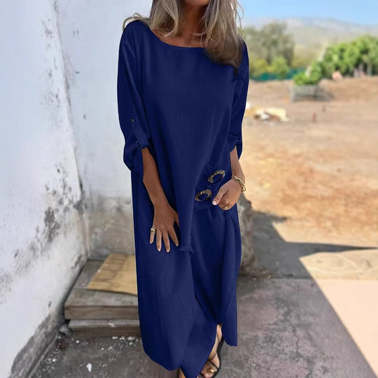 Damen Oversize Strandkleid mit Knopfdetails EB