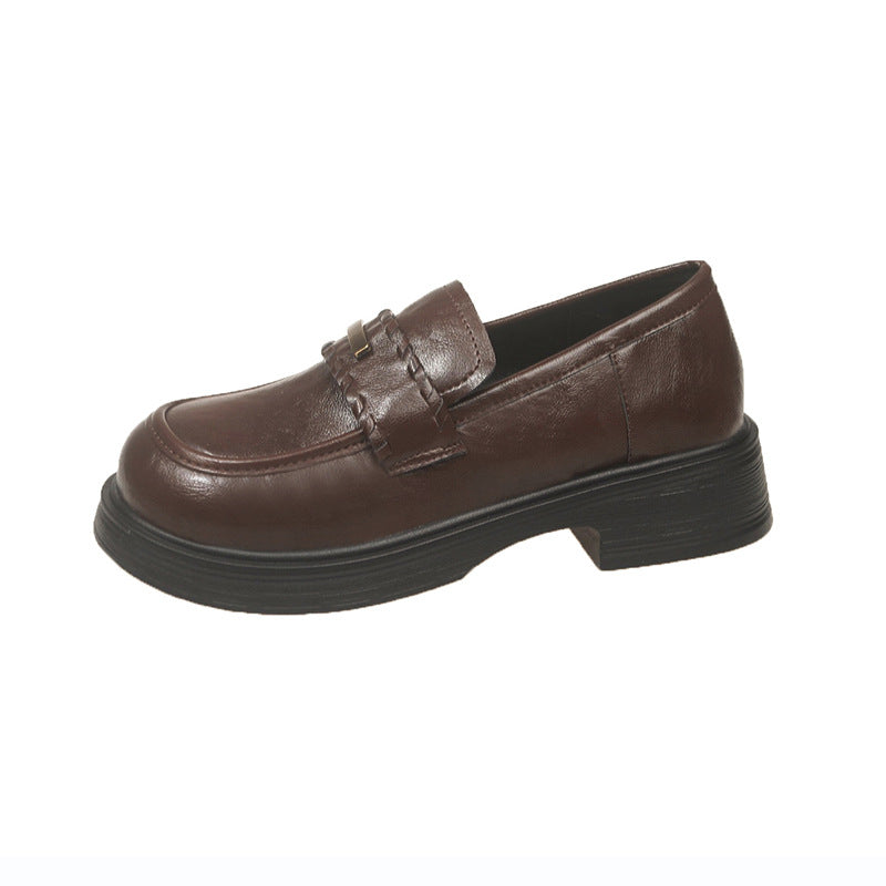 Damen modische Loafers mit stabiler Plateausohle und eleganter Schnalle EB