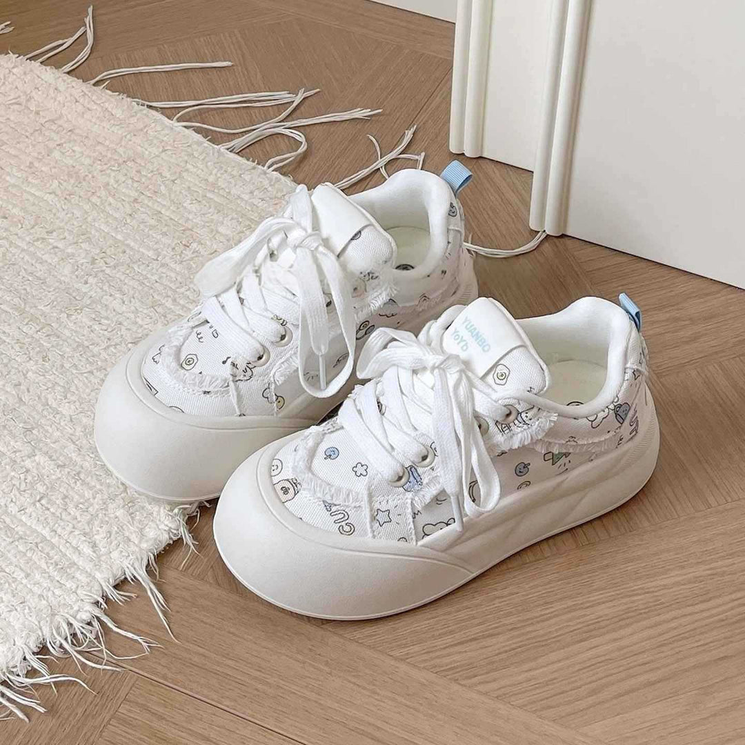 Damen Modische Freizeitsneaker mit floralem Design und komfortabler Sohle EB