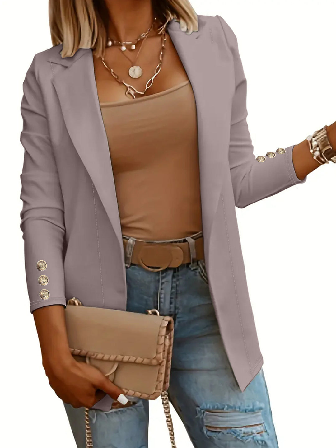 Damen Elegante Blazerjacke mit modischen Knopfdetails EB