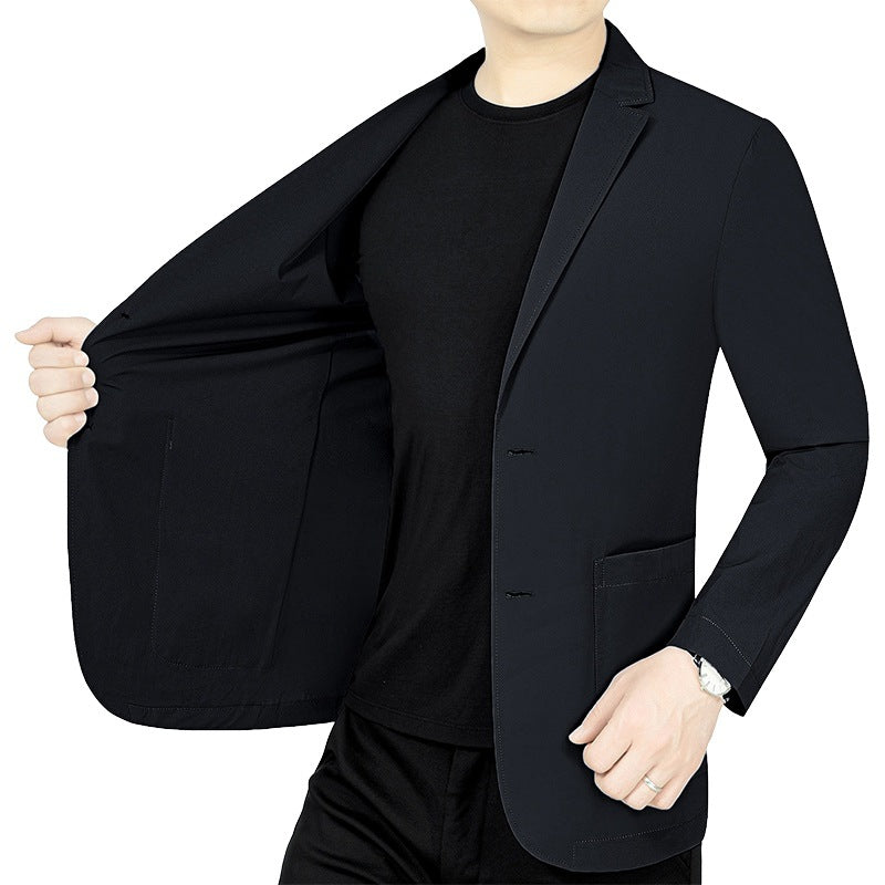 Herren legerer elastischer Sommerblazer mit dreiviertelärmeln und schlanker Passform EB