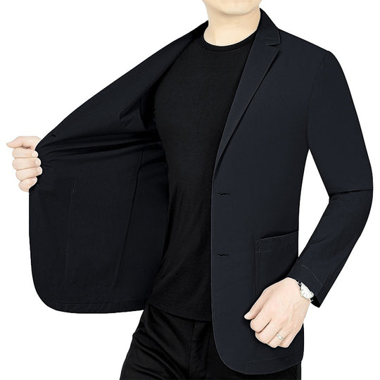 Herren legerer elastischer Sommerblazer mit dreiviertelärmeln und schlanker Passform EB