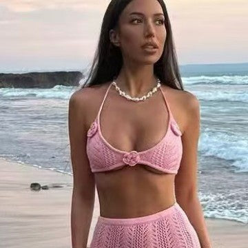 Damen Häkel-Strandkleid mit Kapuzenshirt EB