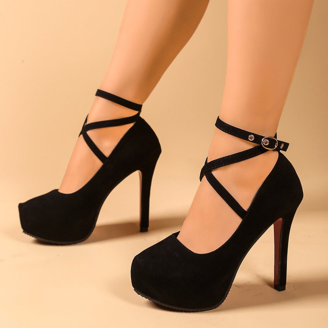 Damen High-Heels mit raffiniertem Riemendesign und geschwungenem Absatz EB