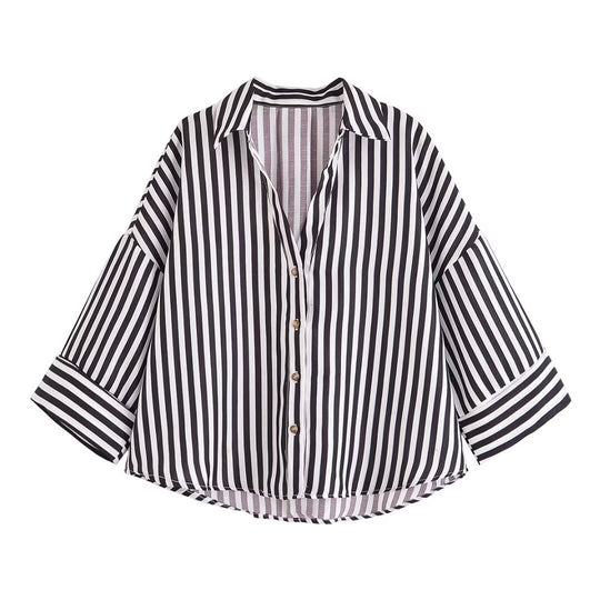Damen Hemdblusenshirt mit lässigem Schnitt und eleganten 3/4-Ärmeln EB