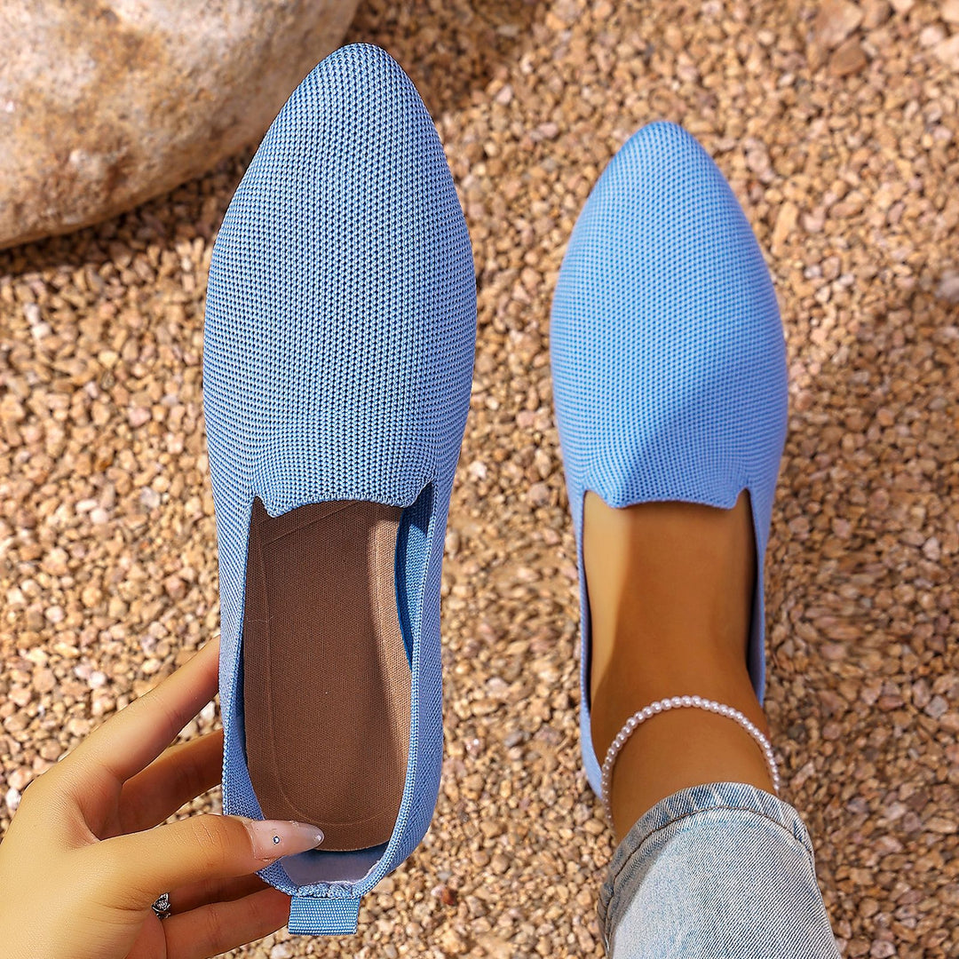 Damen nan leichte gestrickte Slipper mit Memory-Fußbett und rutschfester Sohle EB