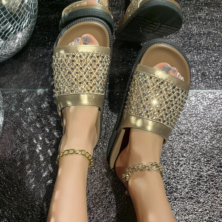 Damen Glamouröse Sandalen mit funkelndem Strassbesatz EB