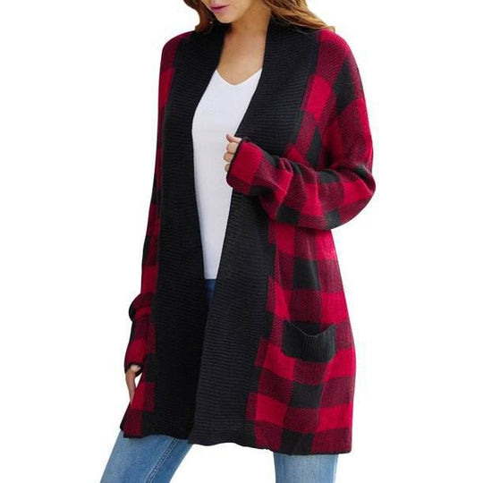Damen Gemusterter Strickcardigan mit offenem Schnitt und langen Ärmeln EB