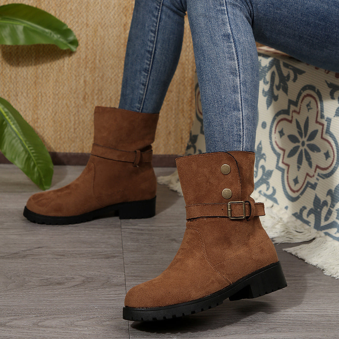 Damen modische Stiefel mit stylishen Schnallen und trendigem Design EB