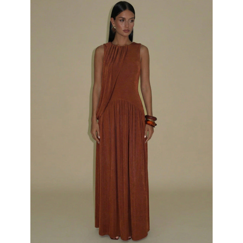 Damen Elegantes Maxikleid mit asymmetrischem Schnitt und fließendem Stoff EB