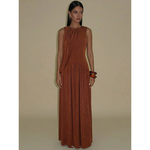 Damen Elegantes Maxikleid mit asymmetrischem Schnitt und fließendem Stoff EB