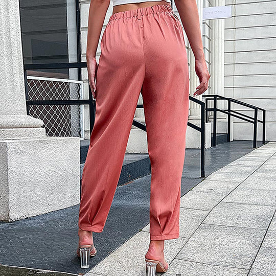 Damen Elegante High-Waist-Hosen im modernen Schnitt mit Faltendetails EB