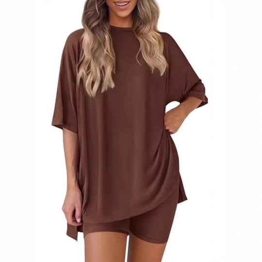 Damen lässiges Sport-T-Shirt mit Shorts im Set EB