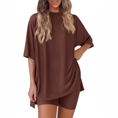 Damen lässiges Sport-T-Shirt mit Shorts im Set EB