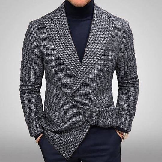 Herren modischer doppelreihiger Blazer mit feinem Strukturdesign EB