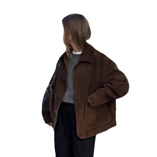 Damen Modische Jacke mit oversized Schnitt und lässigen Taschen EB