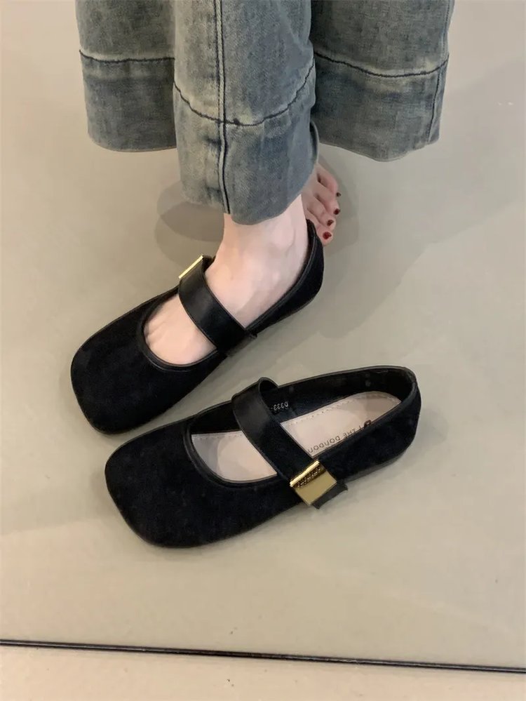 Damen elegante Ballerina-Schuhe mit dekorativem Riemchen und komfortablem Fußbett EB