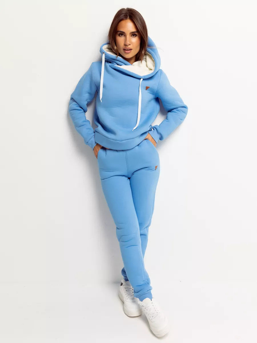Damen Loungewear-Set mit Schalkragen-Hoodie und taillierter Jogginghose EB