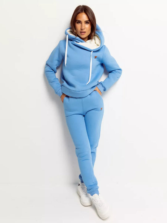 Damen Loungewear-Set mit Schalkragen-Hoodie und taillierter Jogginghose EB