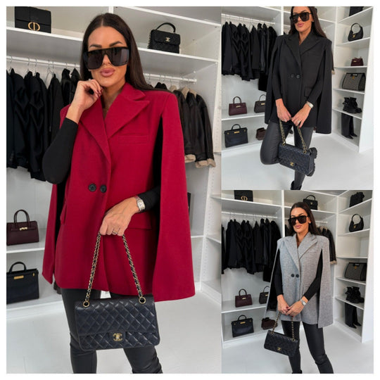 Damen zweireihiger Cape Blazer EB