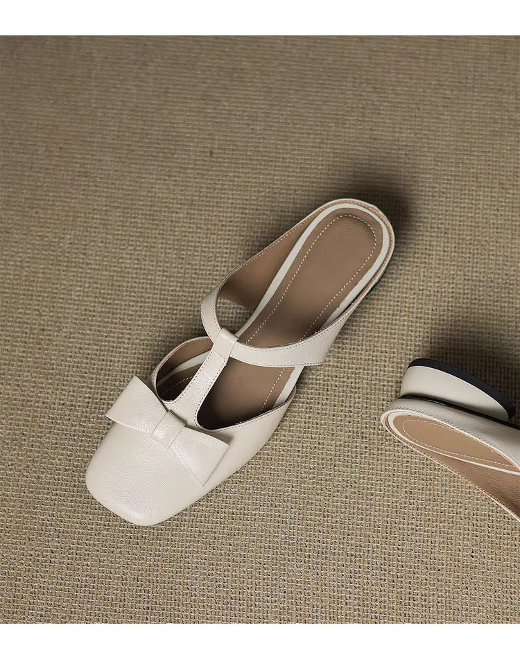 Damen Slingback-Pantoletten mit elegantem Schleifen-Design EB