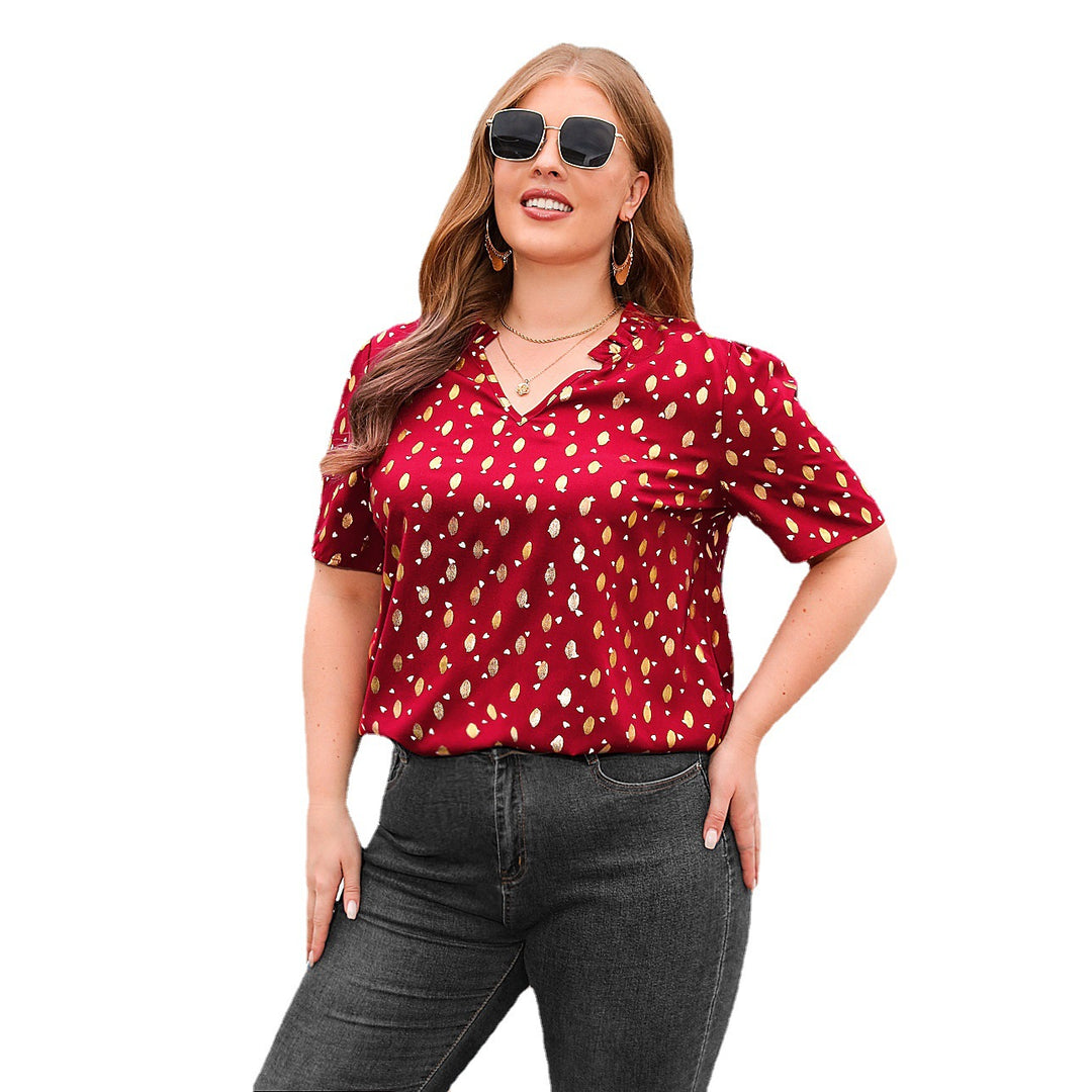 Damen Elegantes Kurzarmblusenshirt mit modischem Druck EB