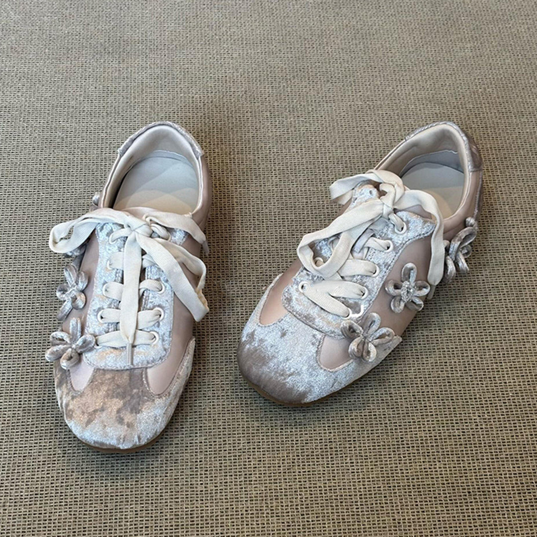 Damen trendige Sneaker mit floralem Dekor und komfortabler Sohlenstruktur EB