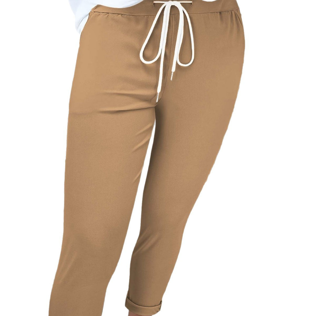 Damen nan taillierte Freizeithose mit Kordelzug und Umschlagbündchen EB