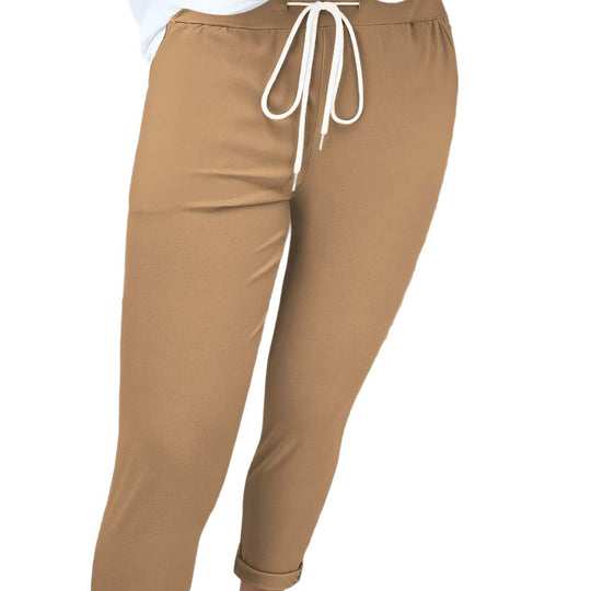 Damen nan taillierte Freizeithose mit Kordelzug und Umschlagbündchen EB