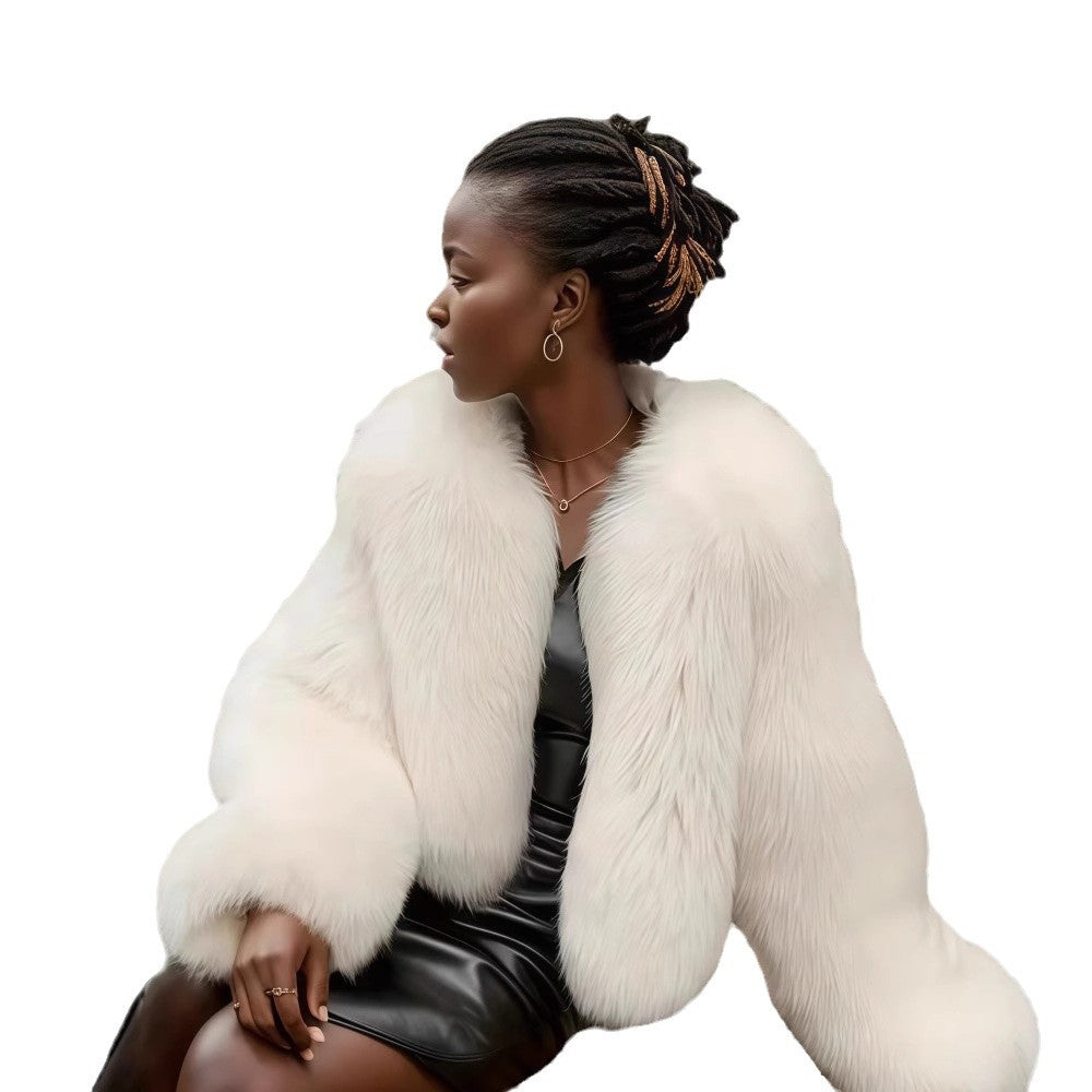 Damen Fleece Kunstpelzmantel EB