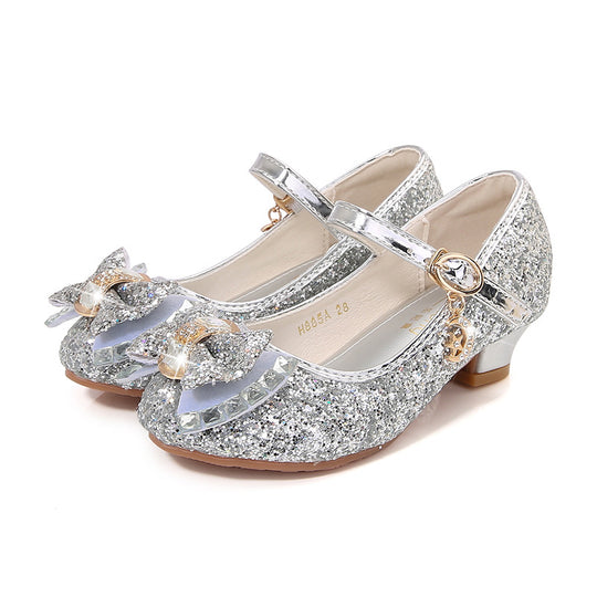 Mädchen Elegante Glitzer Ballerinas mit dekorativer Schleifen- und Strassapplikation EB