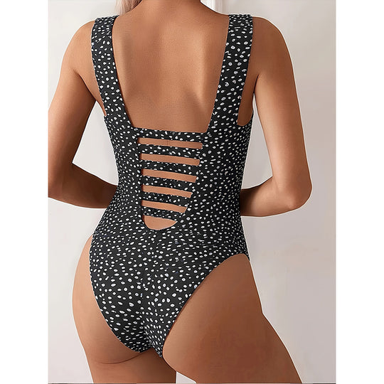 Damen Einteiliger Badeanzug mit modernem Punktedesign EB