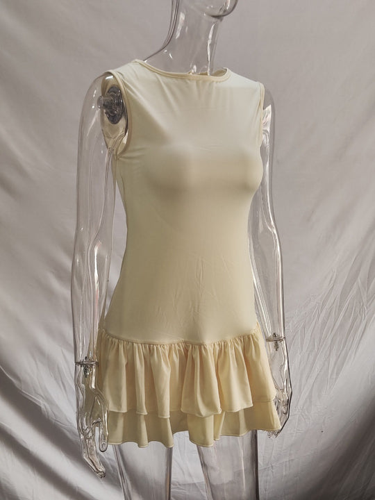 Damen Verspielt Minikleid mit voluminösen Rüschen und schickem Schnitt EB