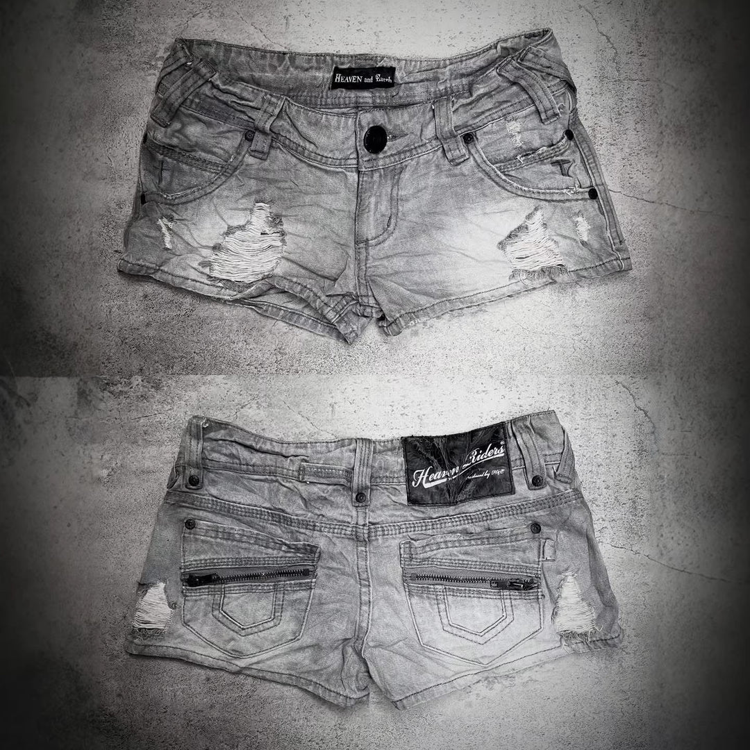 Damen trendy Jeans-Shorts mit distressed Details EB