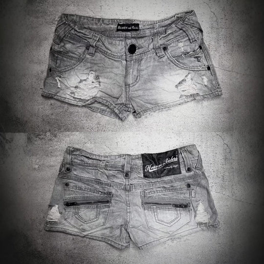 Damen trendy Jeans-Shorts mit distressed Details EB